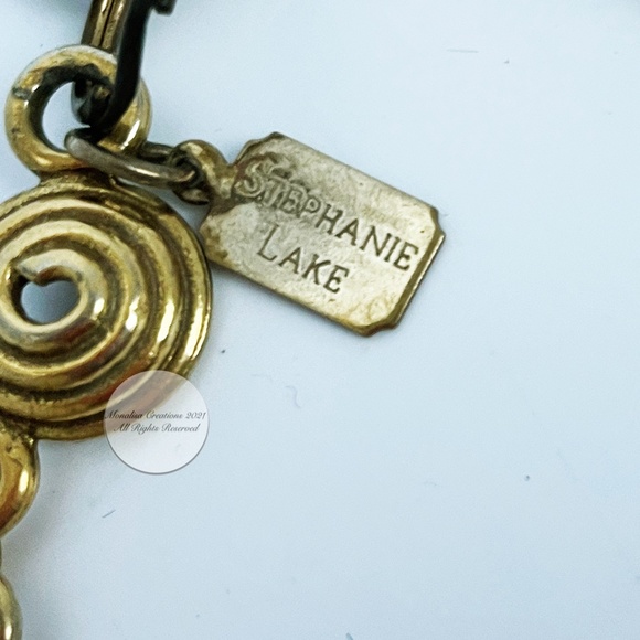 Baroque Faux Pearl Necklace Gilt Scroll Chain by Stephanie Lake Design Vintage - Picture 9 of 9